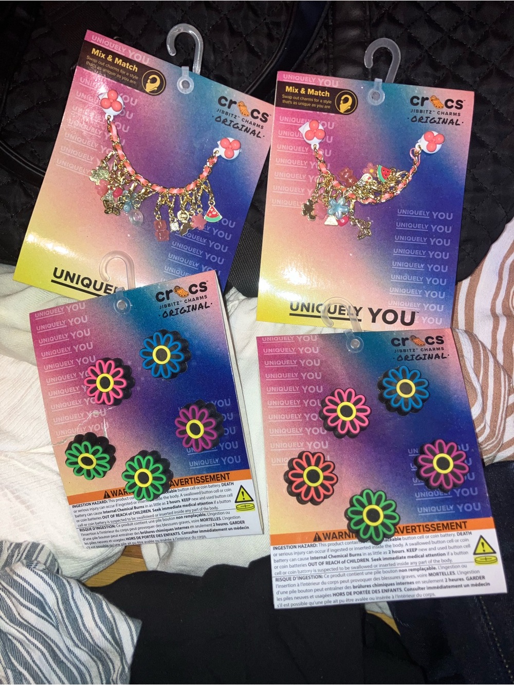 Crocs Pink Multicolor Charm Bracelet & Floral Jibbitz Set